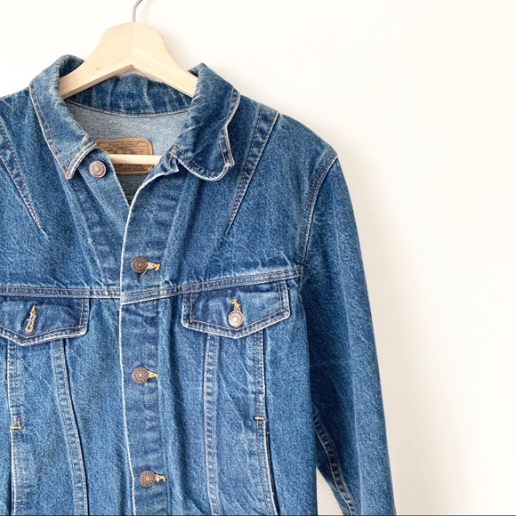 Vintage plain pockets denim jean jacket - Picture 2 of 3